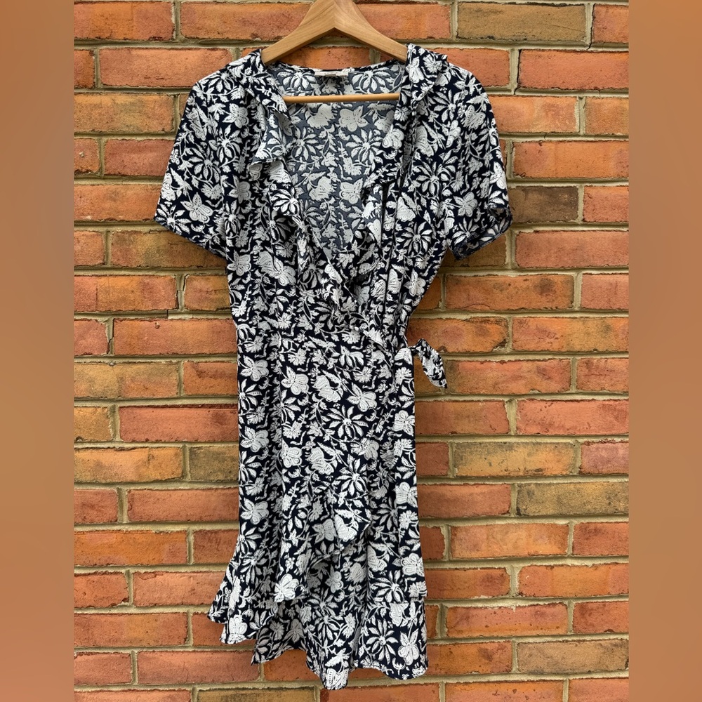 LOFT Black and White Floral Mini Dress